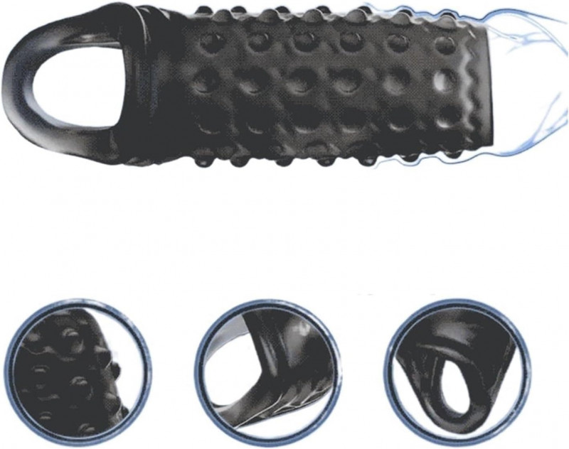 Насадка на пенис с подхватом для мошонки, пупырышки 2406-202